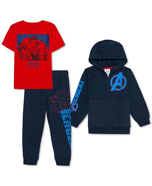 Marvel Toddler Boys 3 Pc Avengers Hoodie T Shirt Joggers Set Reviews Sets Outfits Kids Macy S