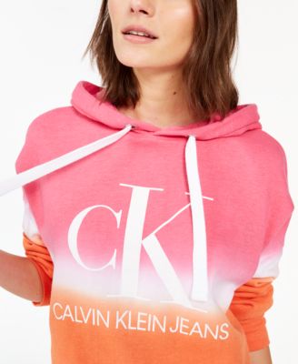 Calvin Klein Jeans Cropped Tie-Dye Graphic Hoodie