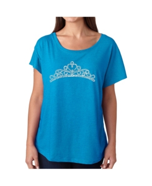 La Pop Art Women's Dolman Cut Word Art Shirt - Princess Tiara