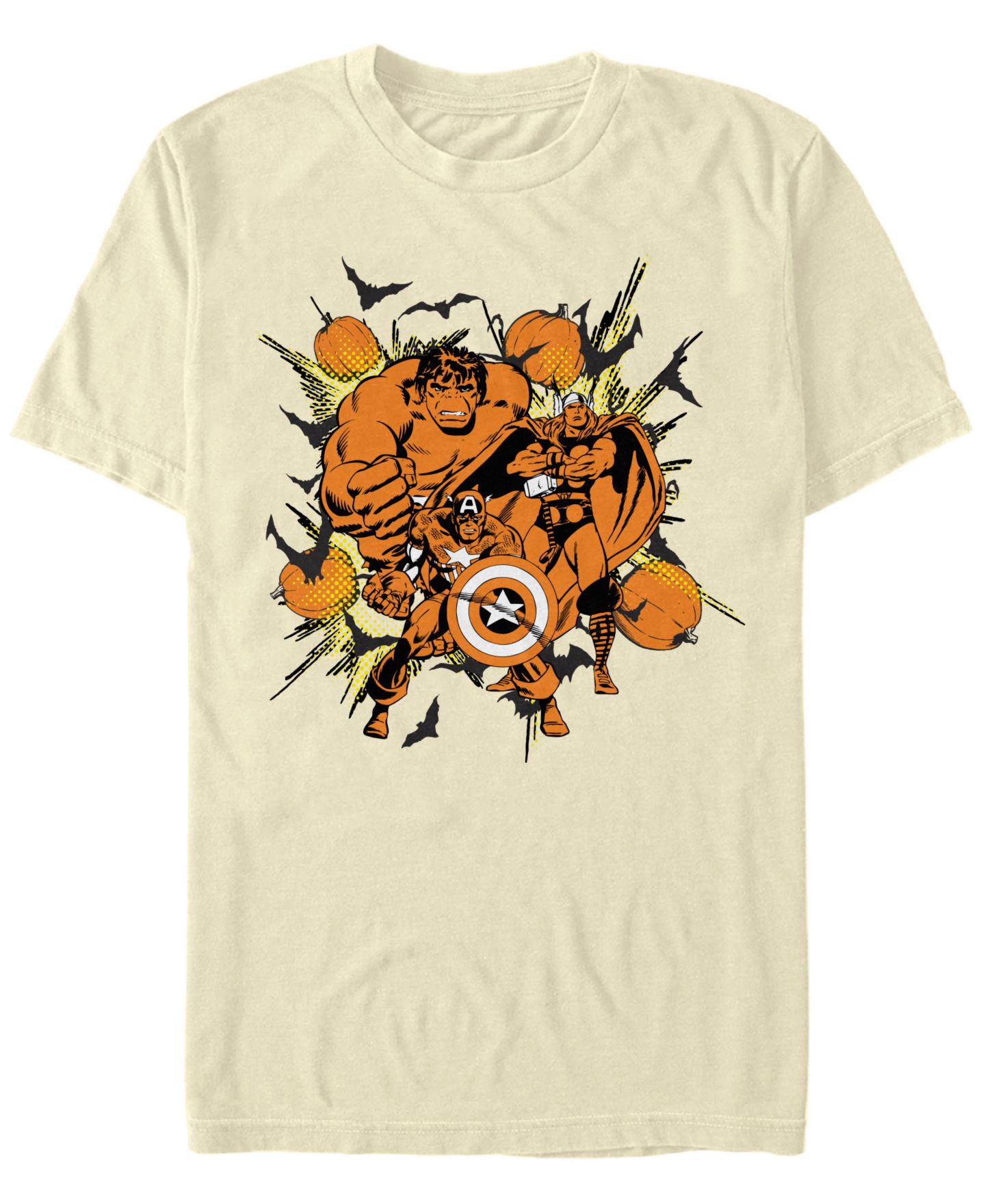 Мужская футболка Fifth Sun Marvel Classic Comics Hulk Thor Captain America Halloween Short Sleeve, цвет: Натуральный — фото 1