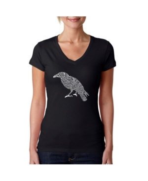 image of La Pop Art Women-s Word Art V-Neck T-Shirt - Edgar Allen Poe-s The Raven