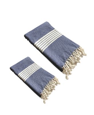 Olive and Linen Newport Turkish Bath and Hand Towel 2 Piece Set