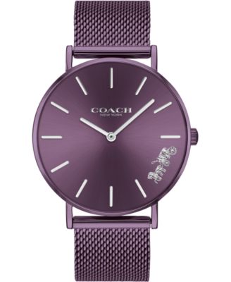 COACH - Women's Perry Purple Ion-Plated Mesh Bracelet Watch 36mm
