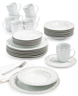 Fitz And Floyd Platinum Vine 32-piece Dinnerware Set, Service For 8 In White And Platinum