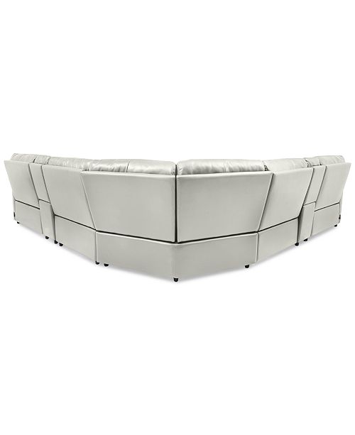 Furniture Danvors 7Pc. Leather Sectional Sofa with 2 Power Recliners