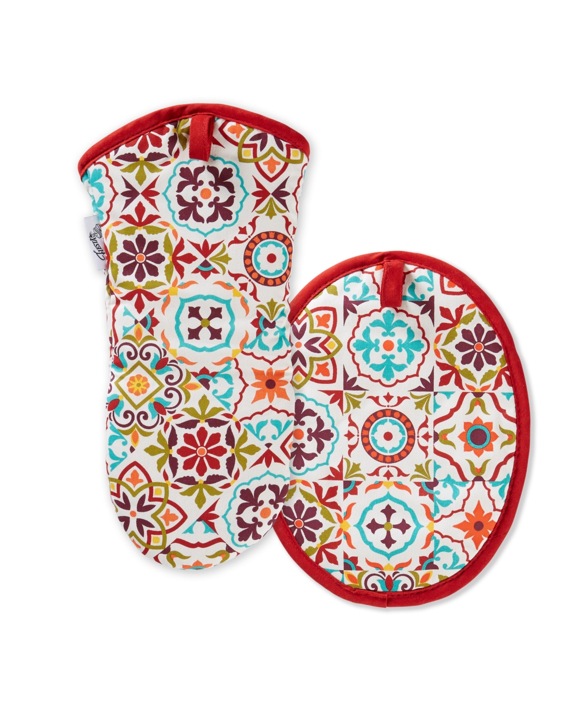 Worn Tiles Oven Mitt & Pot Holder, Set of 2 - Multi-color