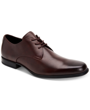 Calvin Klein Men's Dillinger Crust Leather Oxfords Men's Shoes In Mahogany