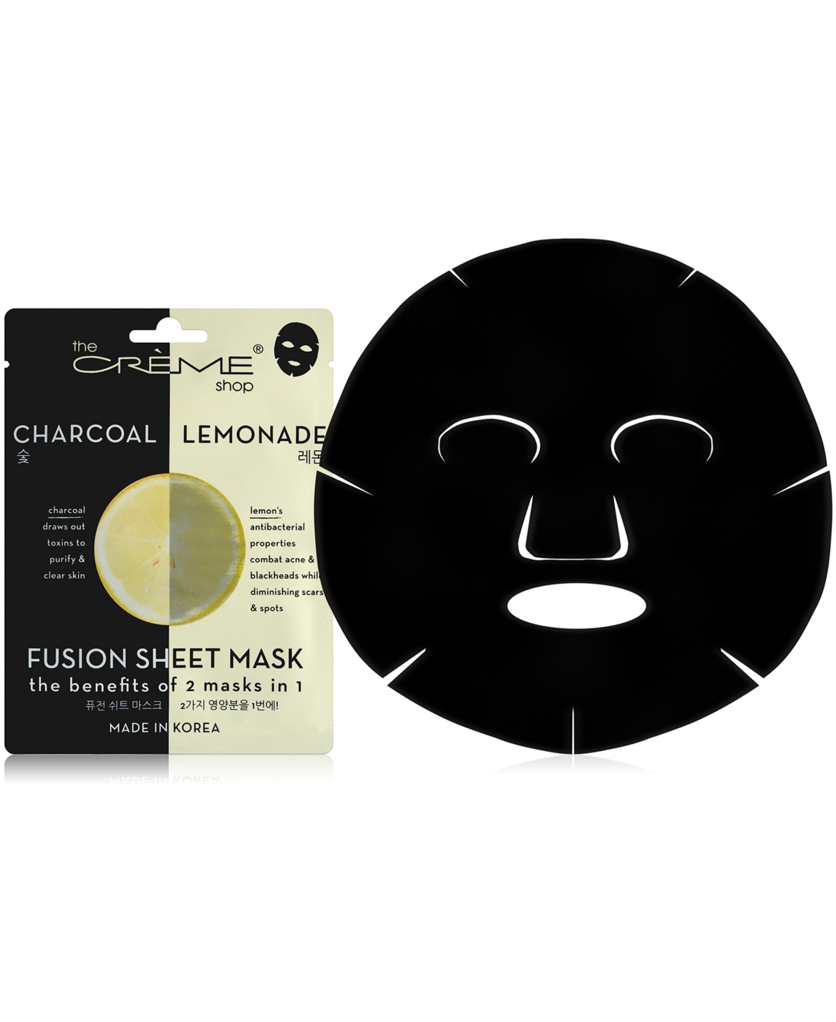 The Creme Shop 2-in-1 Fusion Sheet Mask In Charcoal,lemonade