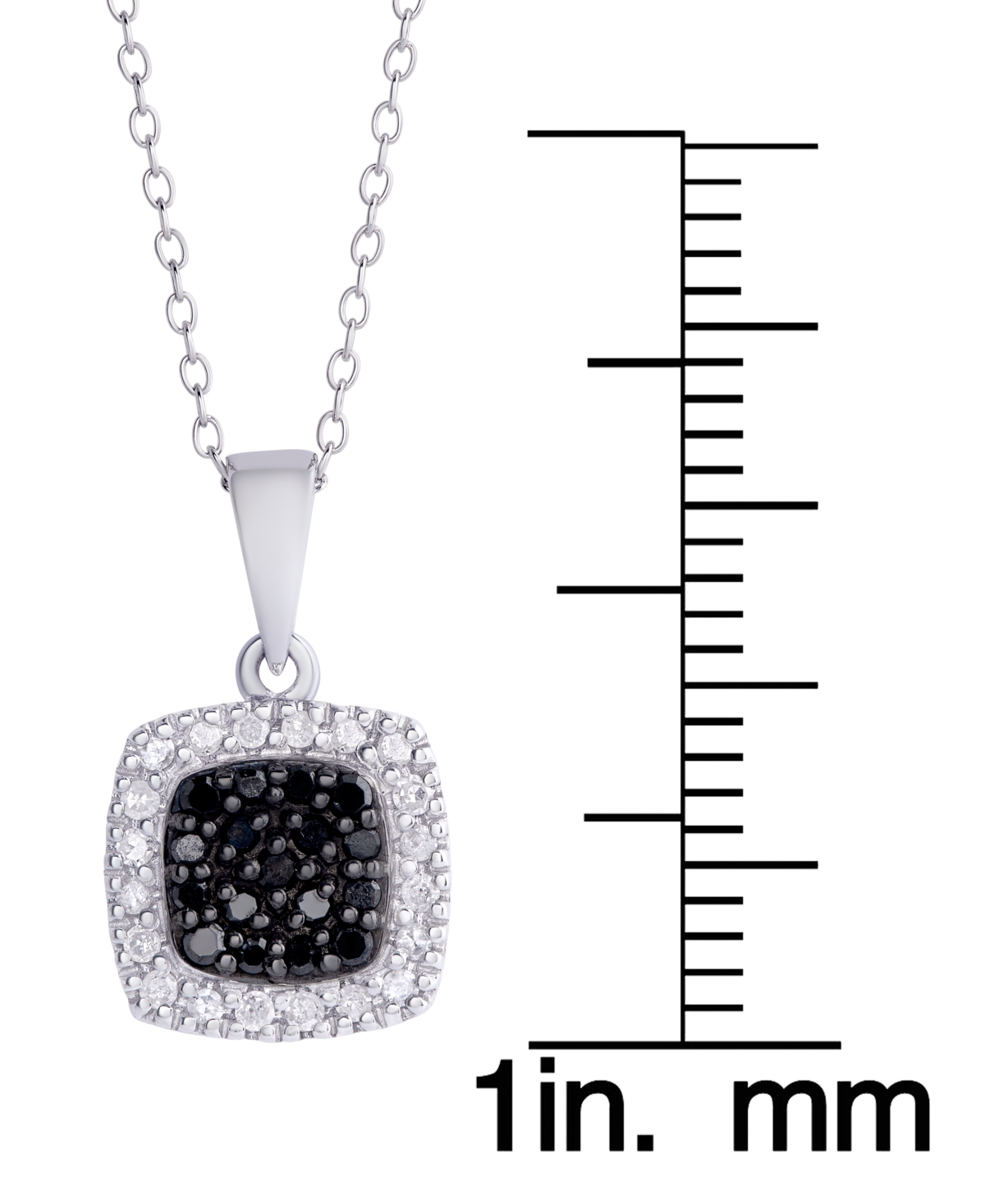 Black and White Diamond 1/4 ct. t.w. Cushion Square Pendant Necklace in Sterling- Silver