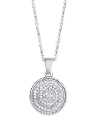 Macy's - Diamond (1/4 ct. t.w.) Circle Pendant Necklace in Sterling Silver