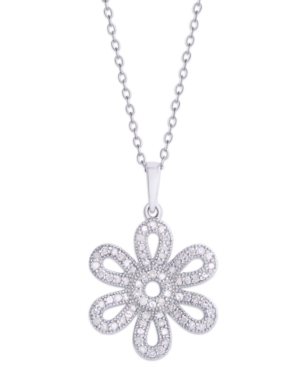 image of Diamond 3/8 ct. t.w. Flower Pendant Necklace in Sterling Silver