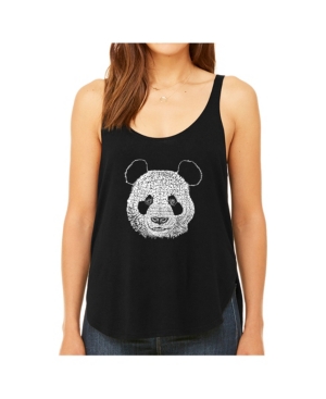 image of La Pop Art Women-s Premium Word Art Flowy Tank Top- Panda