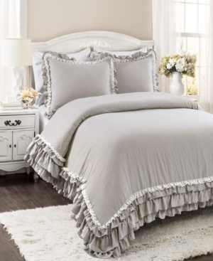 Lush Decor Ella Ruffle Lace Comforter Set, Grey, King