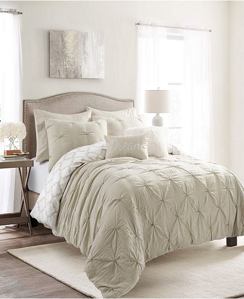 Lush Decor Ravello Pintuck Geo Reversible 7 Piece King Comforter