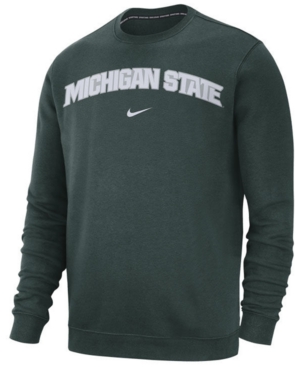 Shop Nike Men's Michigan State Spartans Club Fleece Crewneck Sweatshirt In Green
