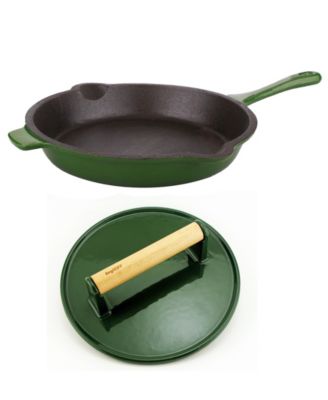 BergHOFF - Neo 2Pc Cast Iron Set:  10" Fry Pan & Steak Press, Blue