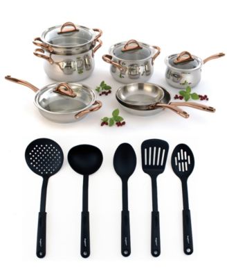 Ouro Gold 16Pc 18/10 Stainless Steel Cookware Set with Glass Lids