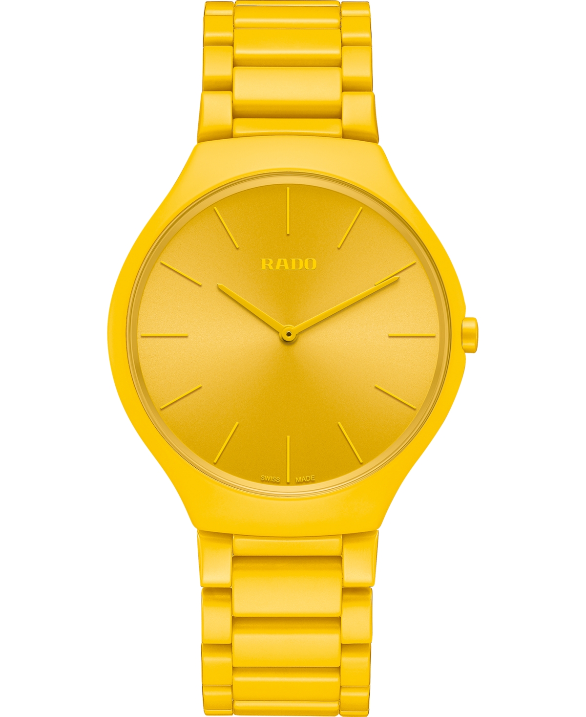 Rado Unisex Swiss True Thinline Les Couleurs Le Corbusier Yellow High-tech Ceramic Bracelet Watch 39mm