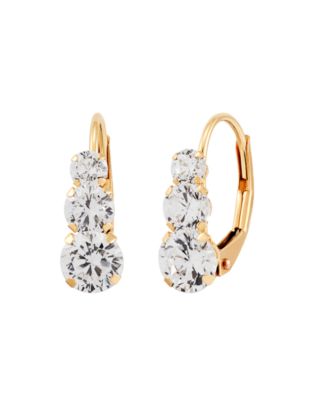 yellow gold leverback diamond earrings