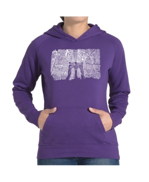 image of La Pop Art Women-s Word Art Hooded Sweatshirt - Brooklyn Bridge