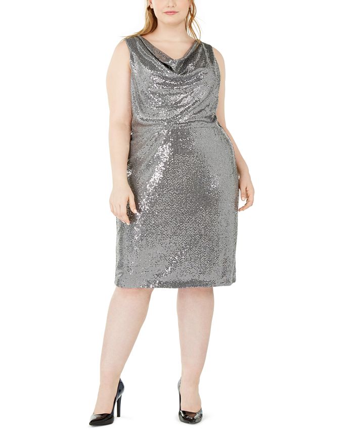 Calvin Klein Plus Size Sequined Sheath Dress - Macy's