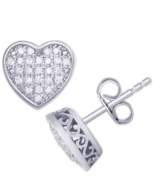 image of Diamond 1/4 ct. t.w. Pave Heart Stud Earrings in Sterling Silver
