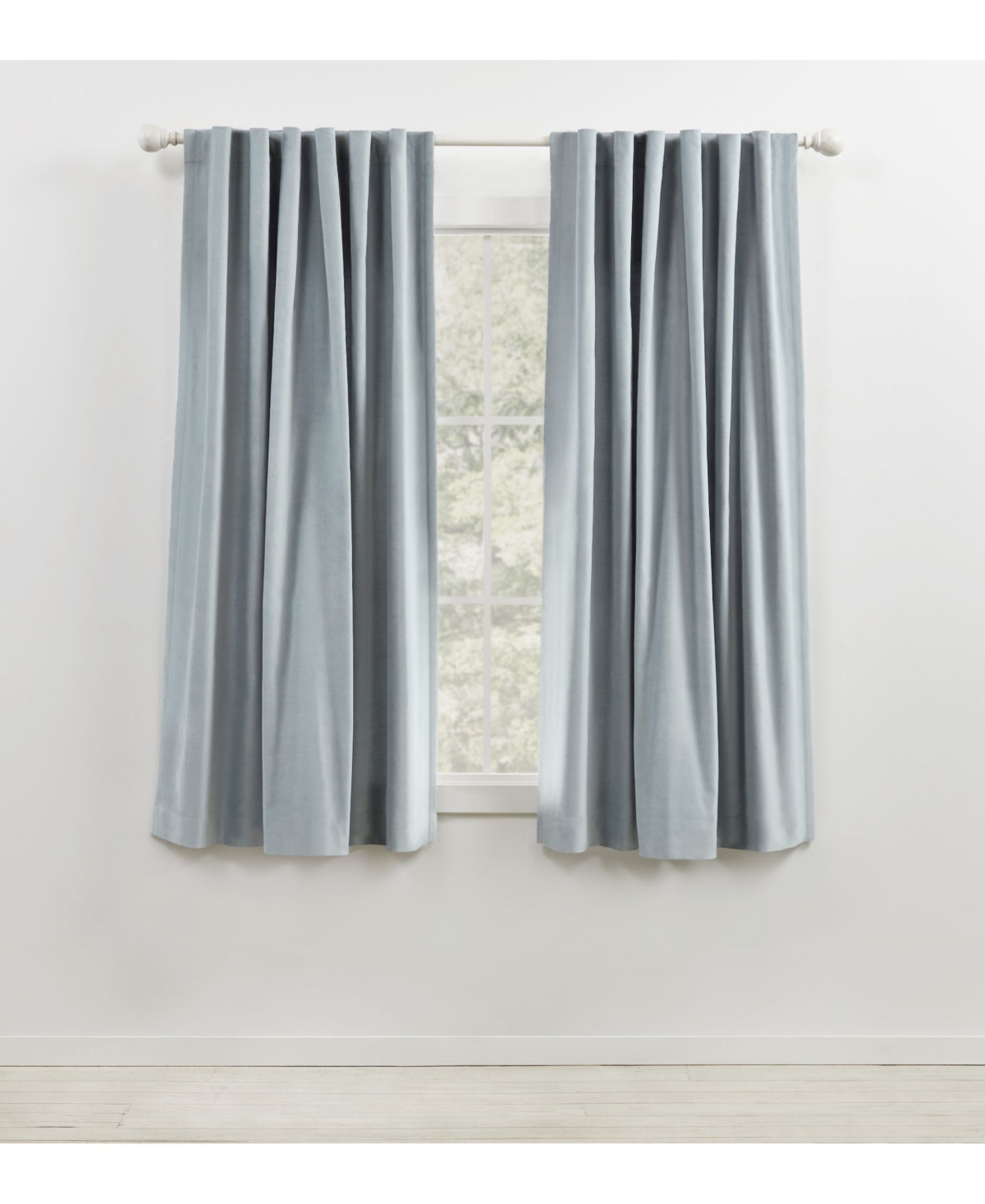 Lauren Ralph Lauren Velvety Room Darkening Back Tab Rod Pocket Curtain Panel, 52" X 63" In Blue