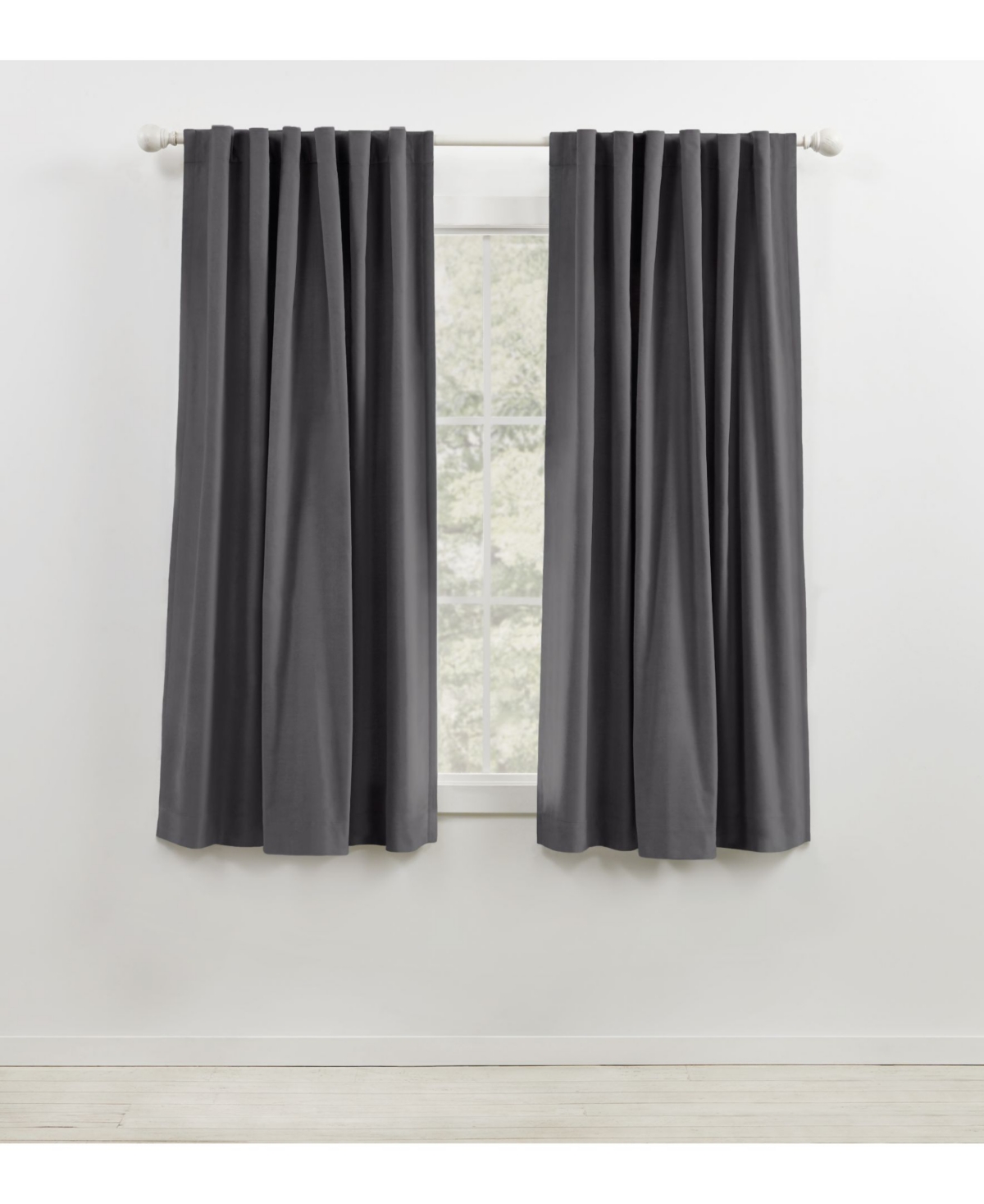 Lauren Ralph Lauren Velvety Room Darkening Back Tab Rod Pocket Curtain Panel, 52" X 63" In Charcoal