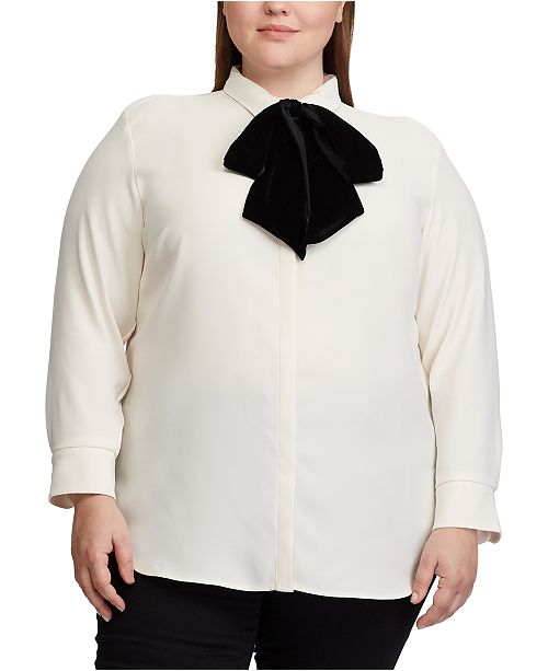 Lauren Ralph Lauren Plus Size Necktie Velvet Shirt Reviews