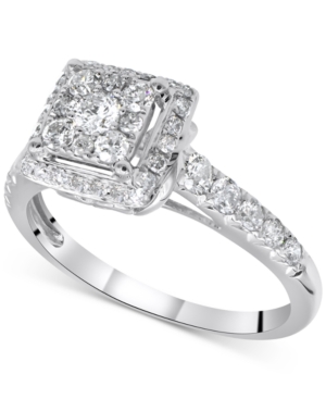 image of Diamond Halo Engagement Ring (7/8 ct. t.w.) in 14k White Gold