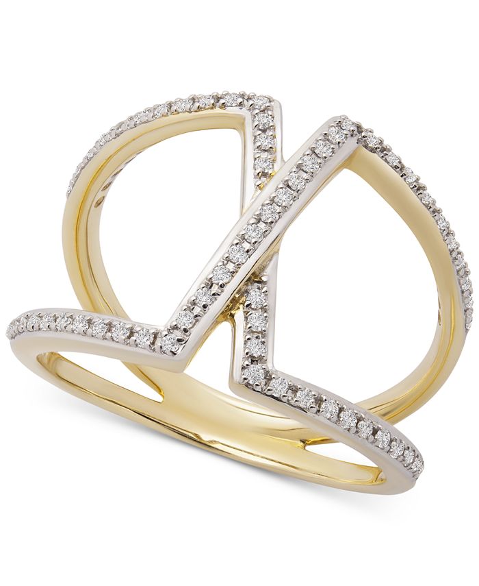 Wrapped - Diamond Overlap Statement Ring (1/4 ct. t.w.) in 14k Gold, Created For Macy's