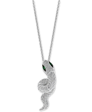 image of Effy Diamond (5/8 ct. t.w.) & Emerald (1/20 ct. t.w.) Snake 18