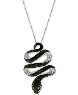 image of Effy Diamond (1-3/4 ct. t.w.) & Emerald Accent Snake 18