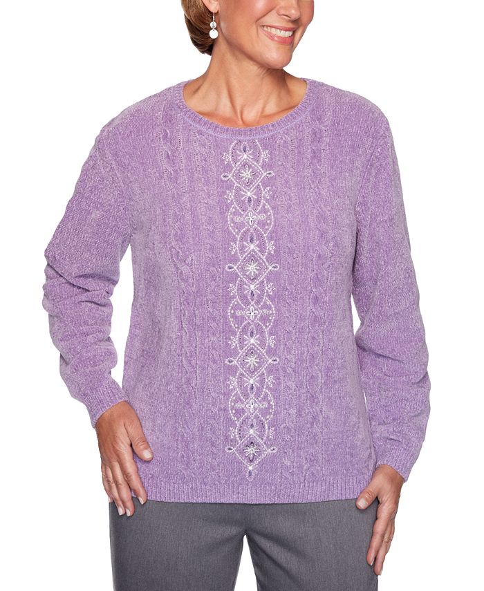 Alfred Dunner Loire Valley Embroidered Chenille Sweater Macy s