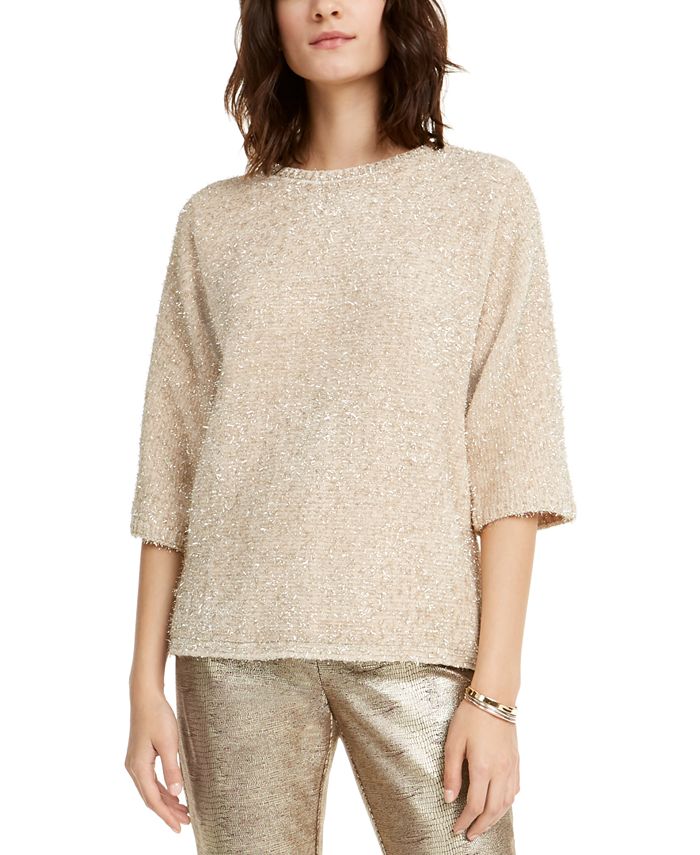 Alfani Eyelash Metallic Sweater, Created For Macy's - Macy's