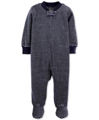 Carter's - Baby Boys Striped Velour Footed Coverall