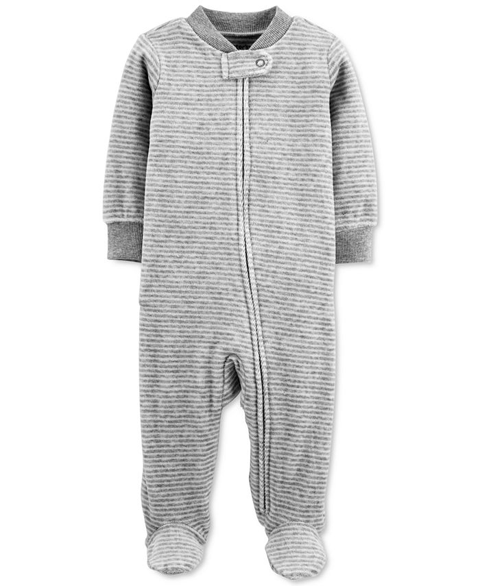 Carter's Baby Boys & Girls Striped Velour Footed Coverall - Macy's