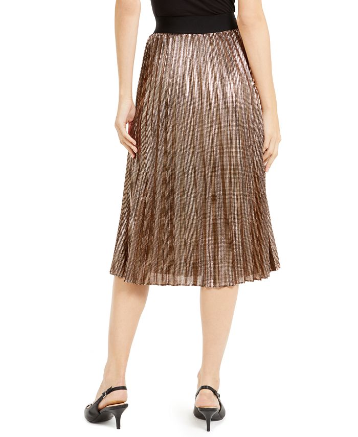 Alfani Pleated Metallic Midi Skirt, Created for Macy's - Macy's