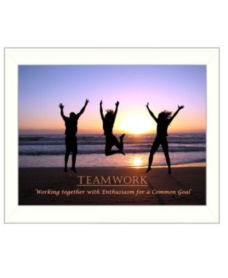 Teamwork By Trendy Decor4U, Printed Wall Art, Ready to hang, White Frame, 14" x 18"