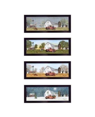 Billy Jacobs Four Seasons Collection V 4-Piece Vignette, Black Frame, 26" x 10"