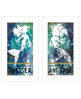 Under The Sea 2-Piece Vignette by Cindy Jacobs, White Frame, 11" x 19"