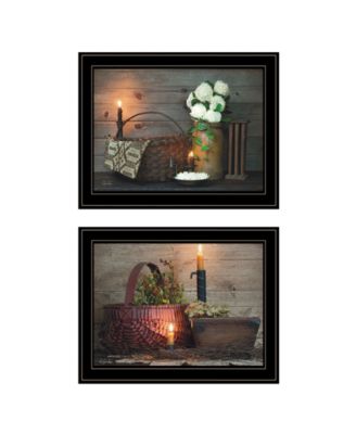 White / Red baskets 2-Piece Vignette by Susie Boyer, Black Frame, 19" x 15"