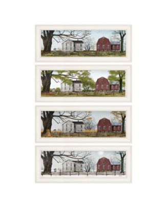 Four Seasons Collection II 4-Piece Vignette by Billy Jacobs, White Frame, 21" x 9"