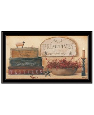 Primitives Vintage-Like by Pam Britton, Ready to hang Framed Print, Black Frame, 33" x 19"