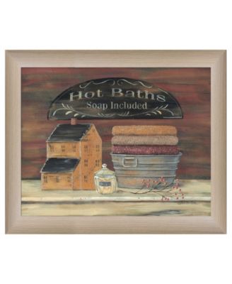 HOT BATH by Pam Britton, Ready to hang Framed print, Taupe Frame, 17" x 14"