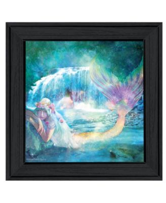 Woodland Cove Mermaid by Bluebird Barn, Ready to hang Framed Print, Black Frame, 15" x 15"