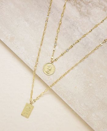 ETTIKA Medallions of Mine Layered Gold Plated Coin Necklace Set - Macy's