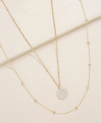 Crystal Disc Layered Necklace Set