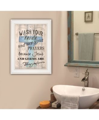 Trendy Decor 4U Bathroom Humor by Debbie DeWitt, Ready to hang Framed print, White Frame, 15" x 19"