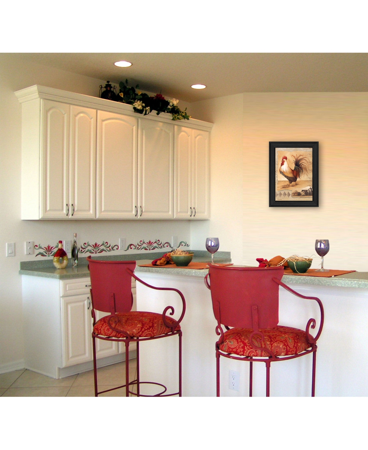 Trendy Decor 4U Rooster Montage I By Dee Dee, Printed Wall Art, Ready to hang, Black Frame,